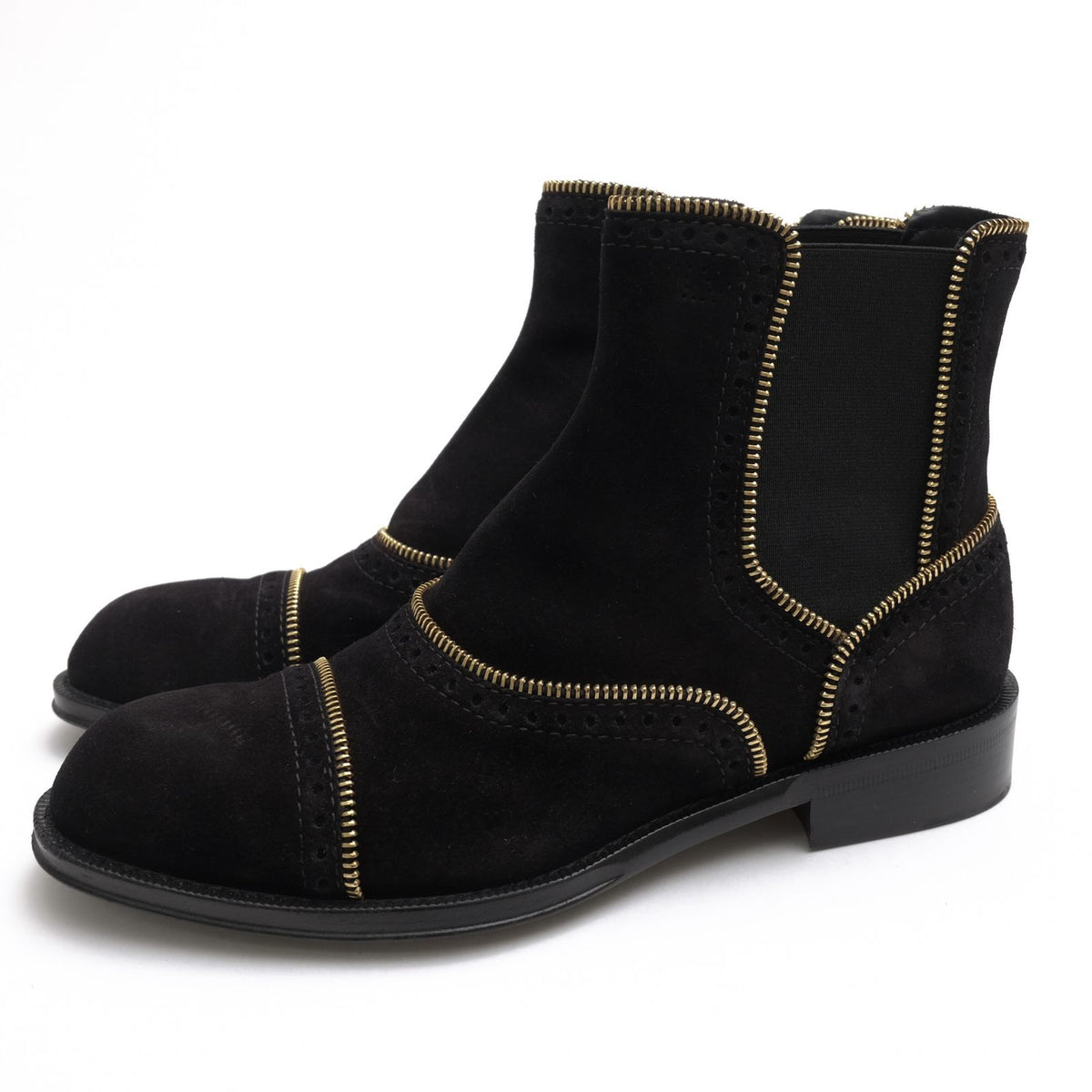 Louis Vuitton Side Gore Suede Leather Flat Ankle Boots Black