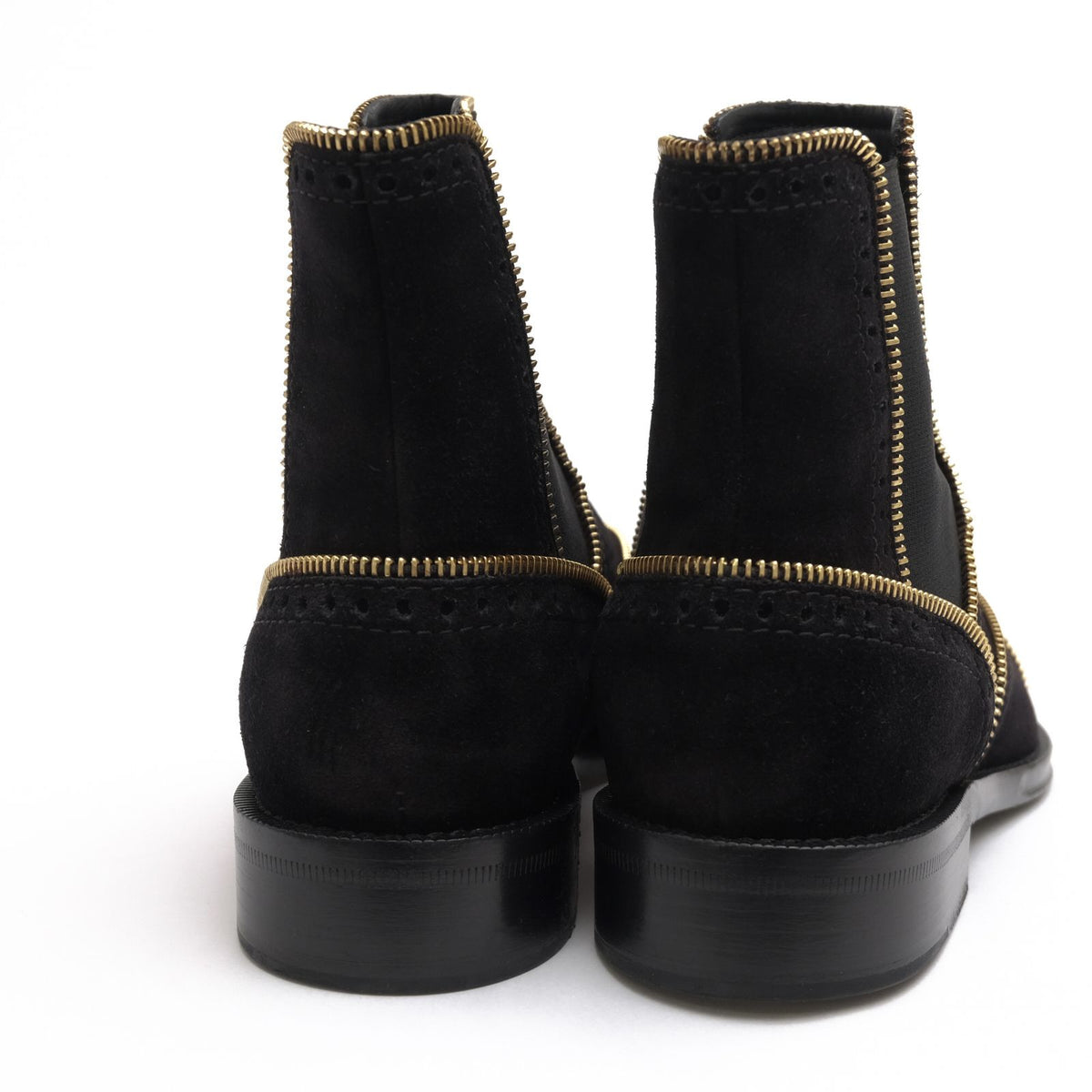 Louis Vuitton Side Gore Suede Leather Flat Ankle Boots Black — view 4