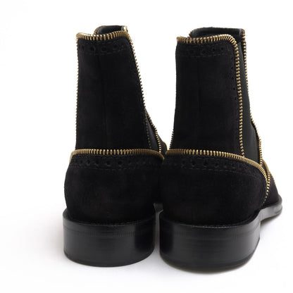 Louis Vuitton Side Gore Suede Leather Flat Ankle Boots Black — view 4