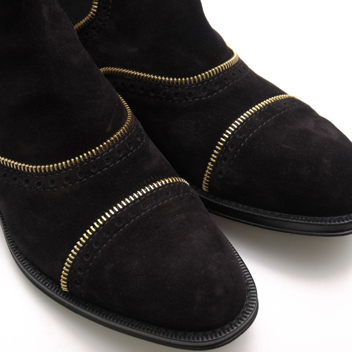 Louis Vuitton Side Gore Suede Leather Flat Ankle Boots Black — view 6