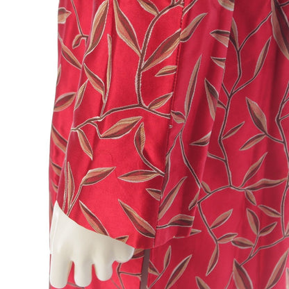 Prada Chinoiserie Jacquard Botanical Mandarin Collar Long Coat Red Multicolor — view 7