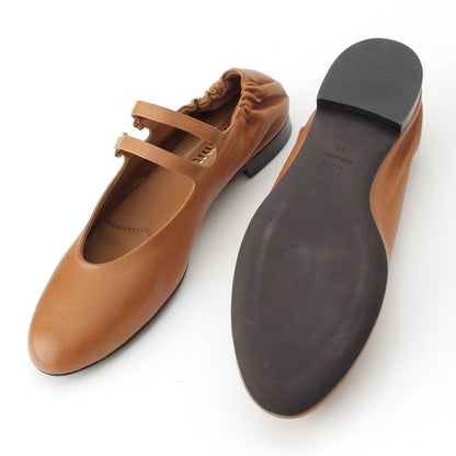 Miu Miu Nappa Leather Ruched Flat Shoes Ballet Brown — view 5