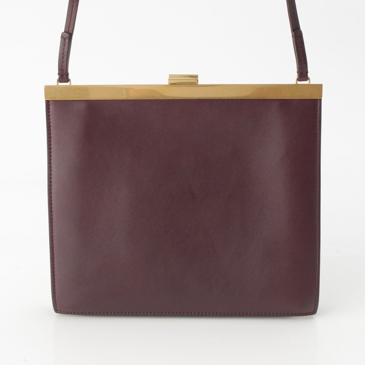 Celine Clasp Mini Leather Shoulder Bag Bordeaux — view 4