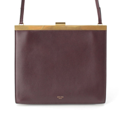 Celine Clasp Mini Leather Shoulder Bag Bordeaux