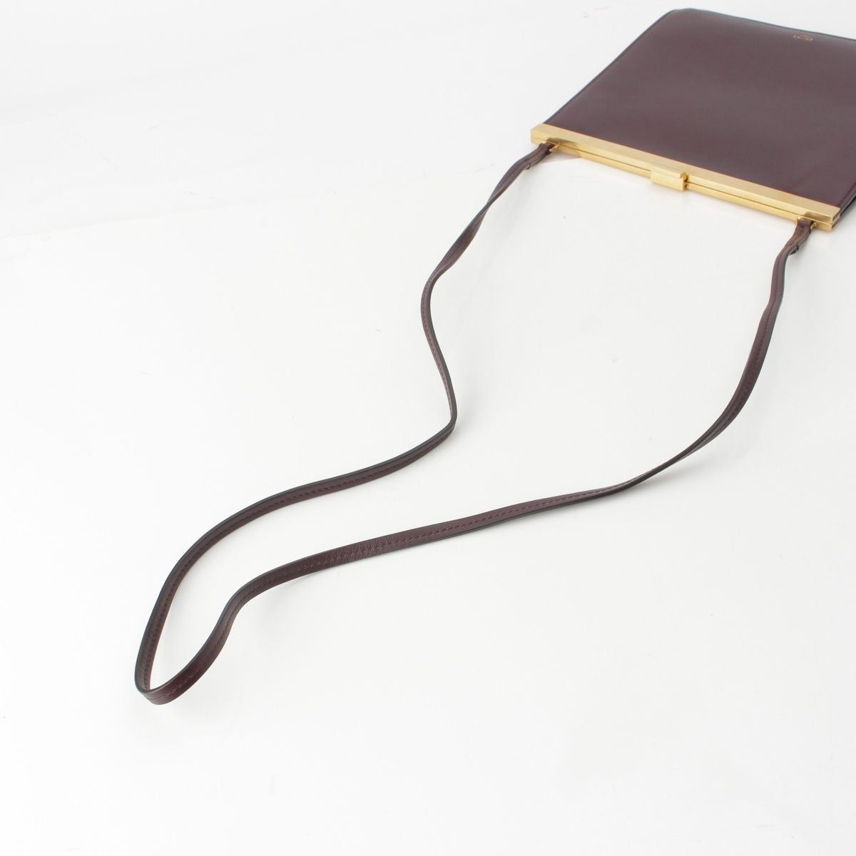 Celine Clasp Mini Leather Shoulder Bag Bordeaux — view 7