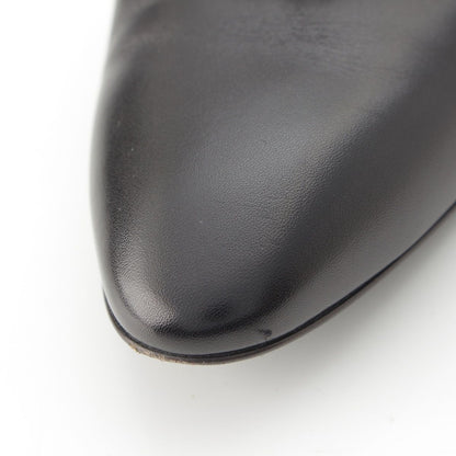 Hermes Bilbao Leather Kelly Almond Toe Flat Pumps Black Brown — view 8