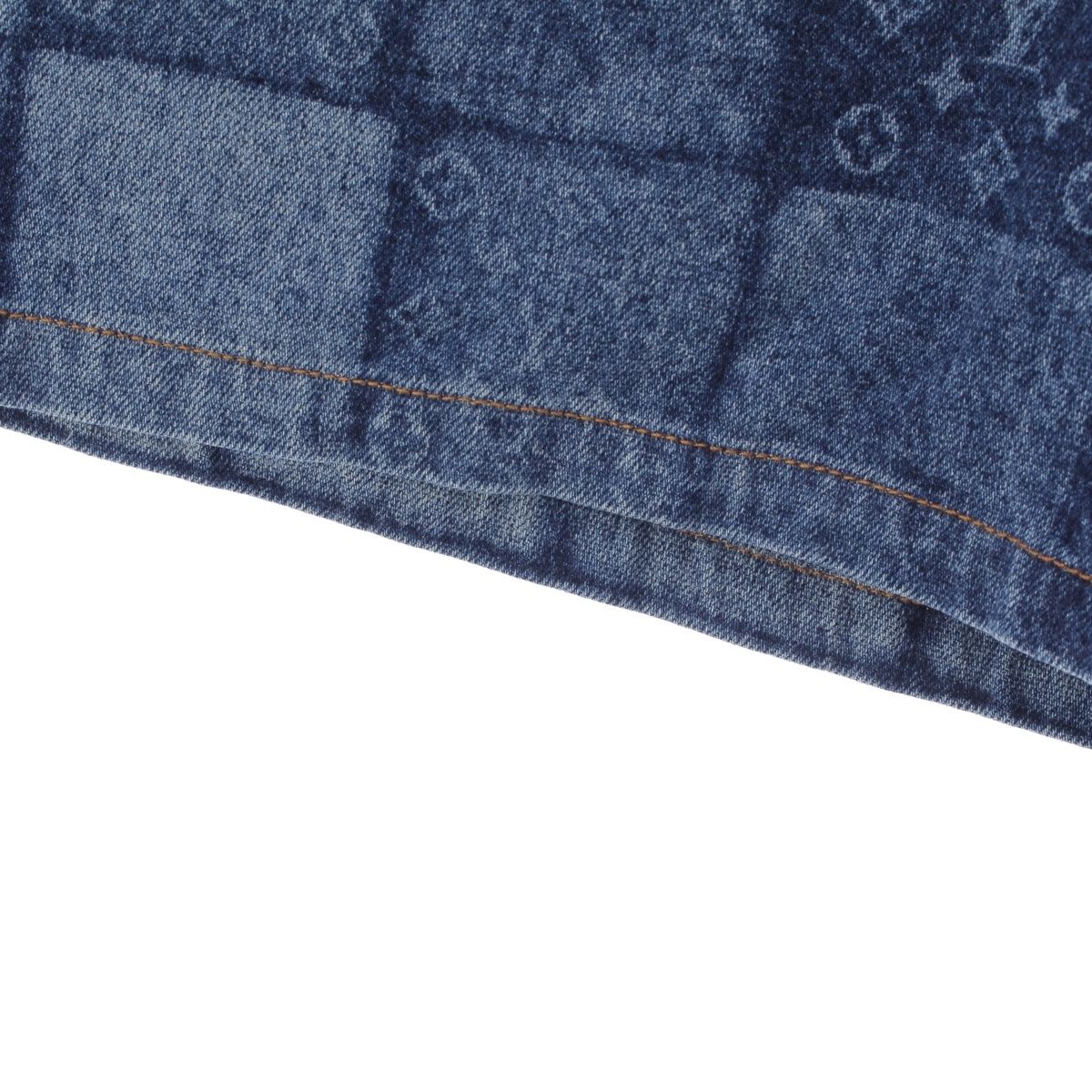 Louis Vuitton Monogram Laser Signature Patchwork Denim Shorts Blue 30 — view 5