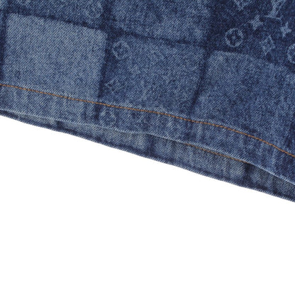 Louis Vuitton Monogram Laser Signature Patchwork Denim Shorts Blue 30 — view 5