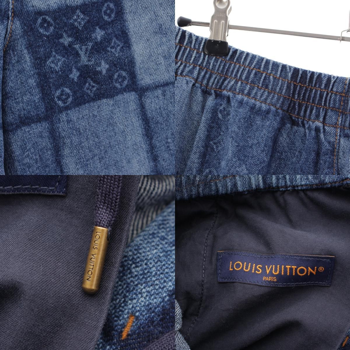Louis Vuitton Monogram Laser Signature Patchwork Denim Shorts Blue 30 — view 8