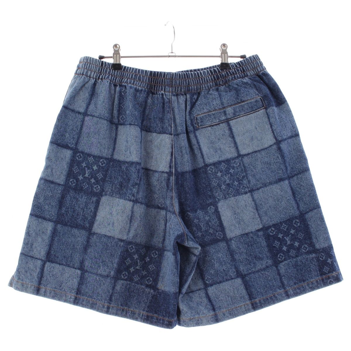 Louis Vuitton Monogram Laser Signature Patchwork Denim Shorts Blue 30 — view 2