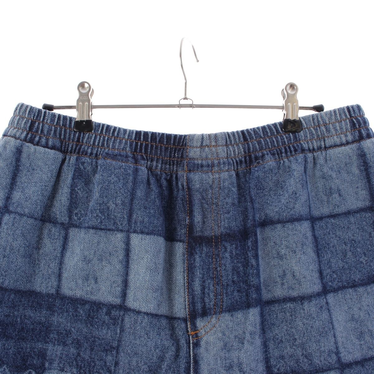 Louis Vuitton Monogram Laser Signature Patchwork Denim Shorts Blue 30 — view 3