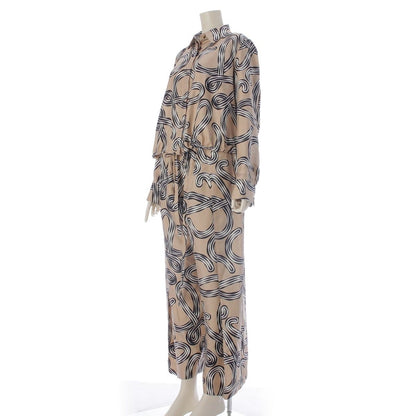 Loewe Paula's Ibiza Silk Anagram Print Long Sleeve Shirt Pants Set Beige 36 — view 2