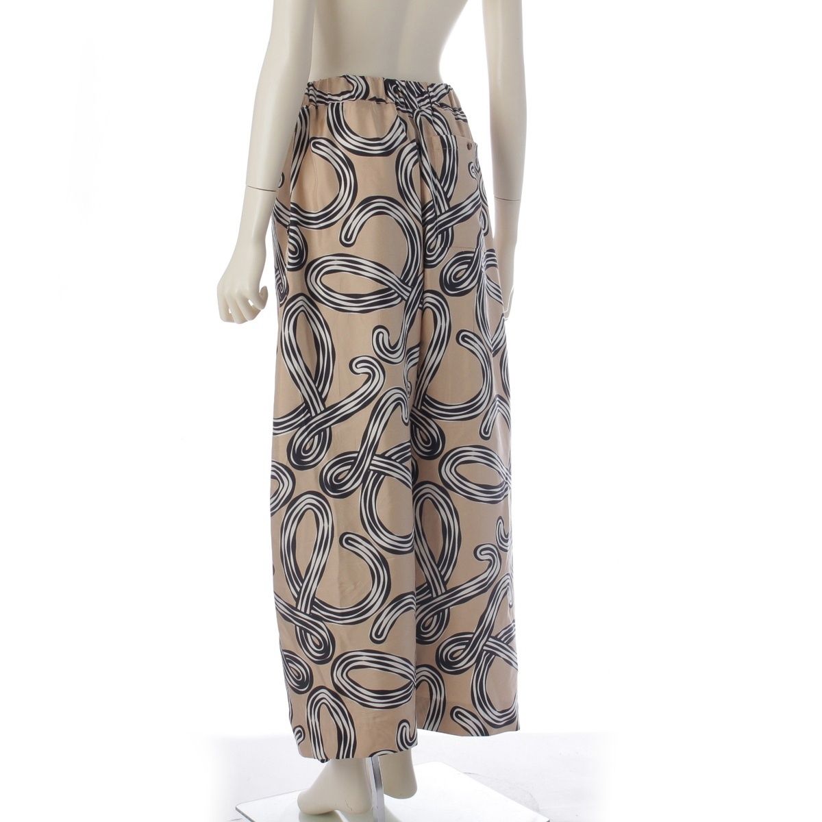Loewe Paula's Ibiza Silk Anagram Print Long Sleeve Shirt Pants Set Beige 36 — view 6