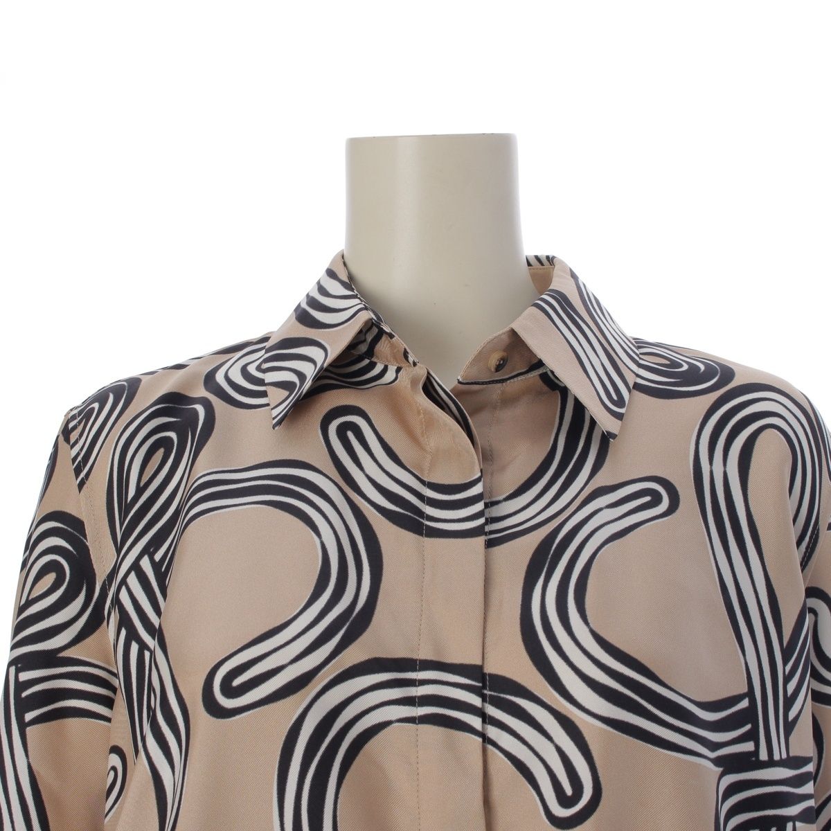 Loewe Paula's Ibiza Silk Anagram Print Long Sleeve Shirt Pants Set Beige 36 — view 7