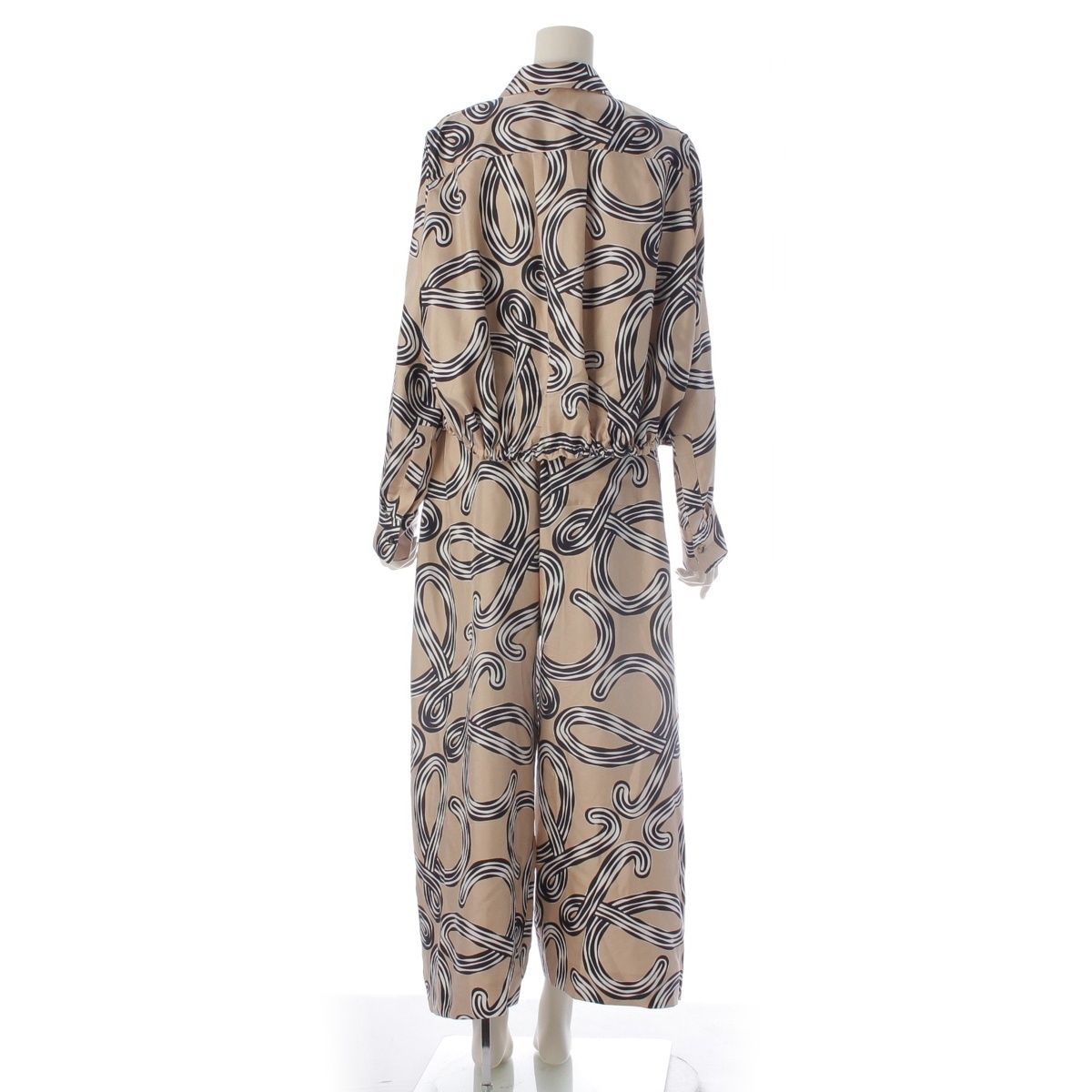 Loewe Paula's Ibiza Silk Anagram Print Long Sleeve Shirt Pants Set Beige 36 — view 4