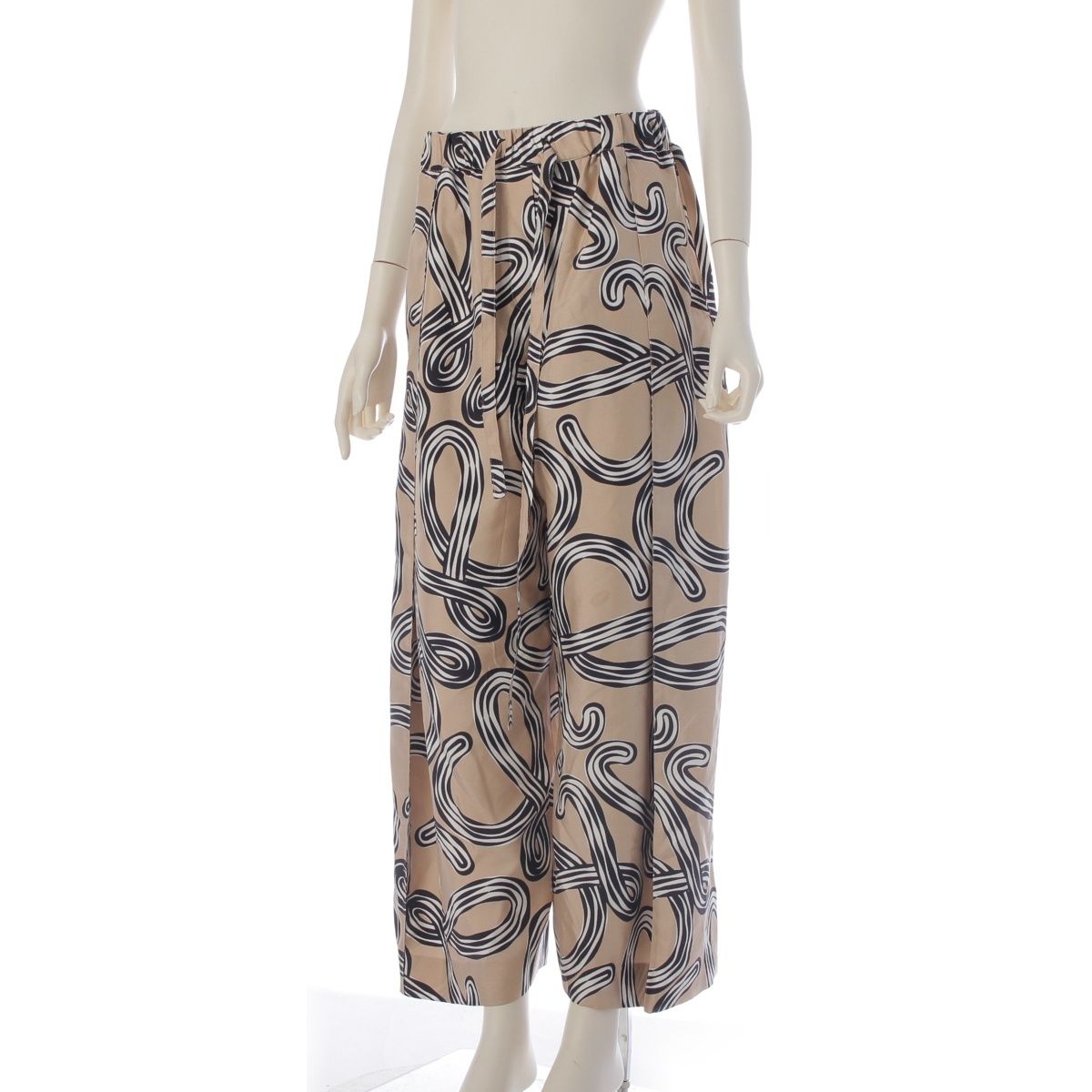 Loewe Paula's Ibiza Silk Anagram Print Long Sleeve Shirt Pants Set Beige 36 — view 5