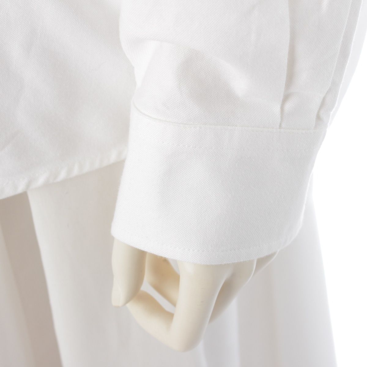 Prada Cotton Logo Embroidered Oxfords Long Sleeve Shirt White 36 — view 6