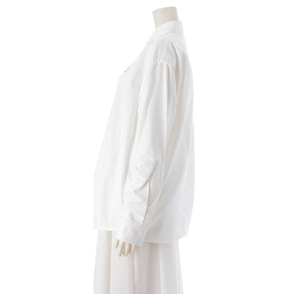 Prada Cotton Logo Embroidered Oxfords Long Sleeve Shirt White 36 — view 3
