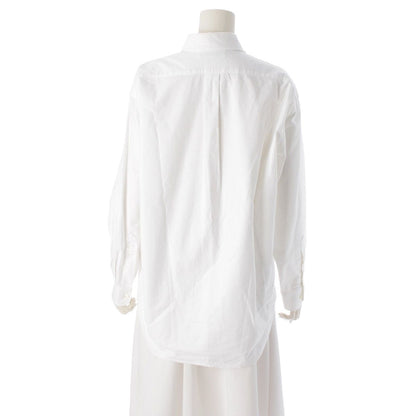 Prada Cotton Logo Embroidered Oxfords Long Sleeve Shirt White 36 — view 4