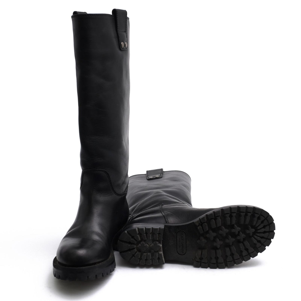 Dolce & Gabbana Engineer Boots Shoes Leather Black Long — view 6