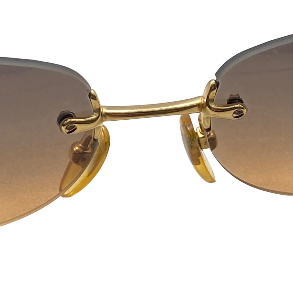 Bvlgari Rimless Oval Sunglasses Gold Frame Brown Gradient Eyewear — view 7