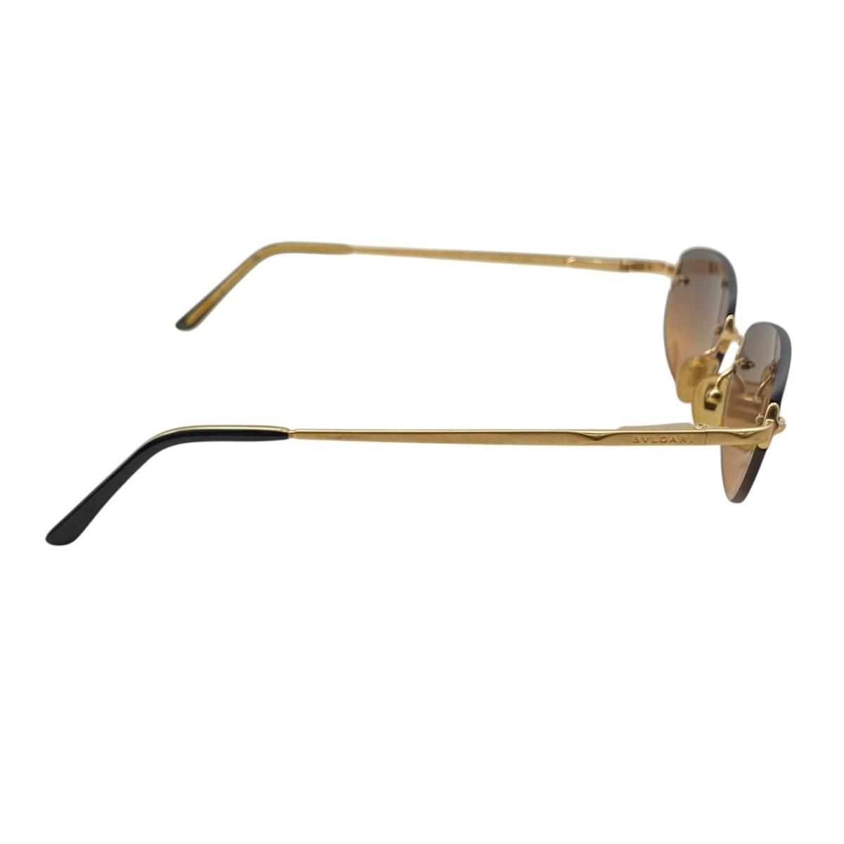 Bvlgari Rimless Oval Sunglasses Gold Frame Brown Gradient Eyewear — view 5