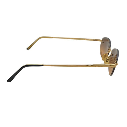 Bvlgari Rimless Oval Sunglasses Gold Frame Brown Gradient Eyewear — view 5