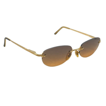 Bvlgari Rimless Oval Sunglasses Gold Frame Brown Gradient Eyewear — view 2