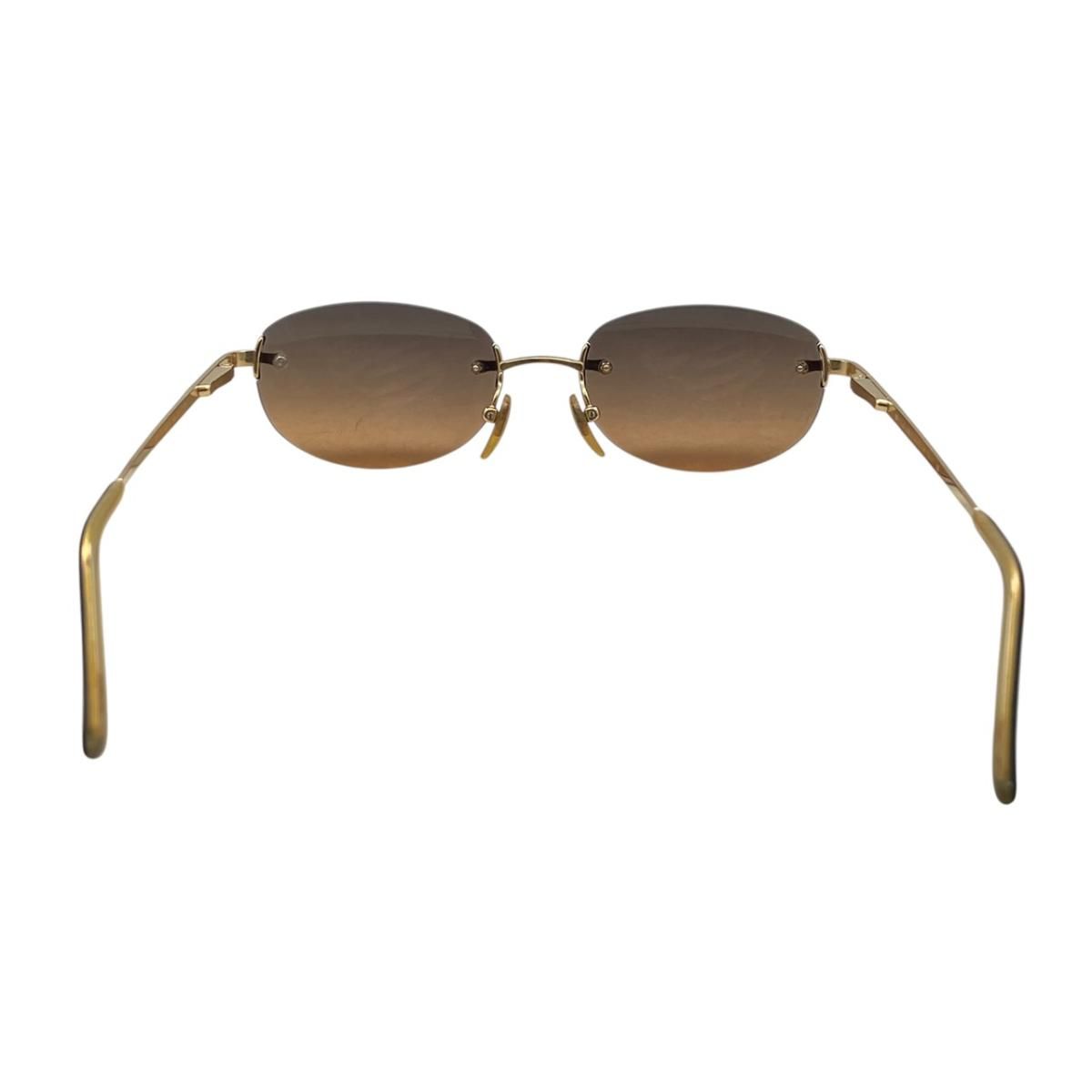 Bvlgari Rimless Oval Sunglasses Gold Frame Brown Gradient Eyewear — view 6