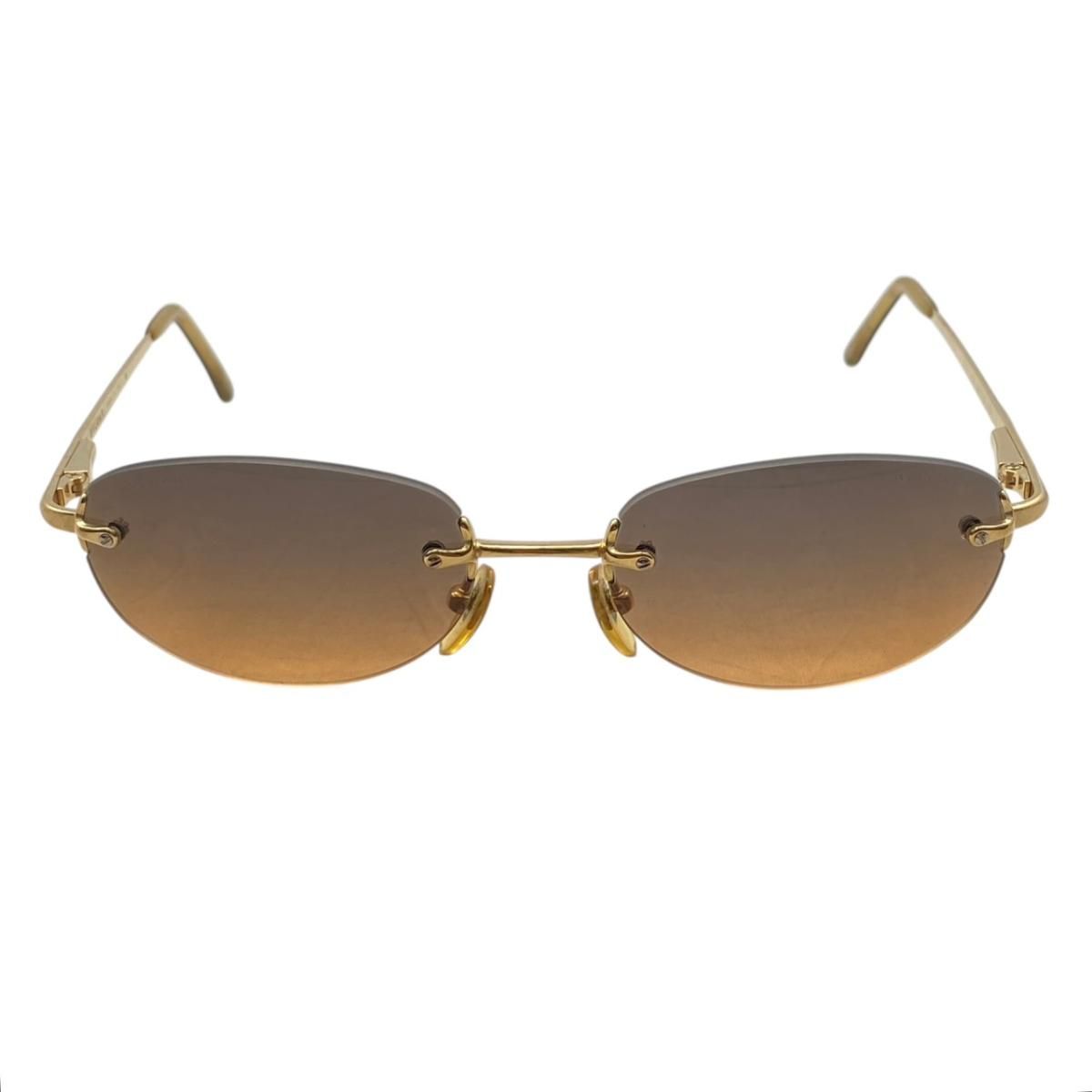 Bvlgari Rimless Oval Sunglasses Gold Frame Brown Gradient Eyewear — view 3