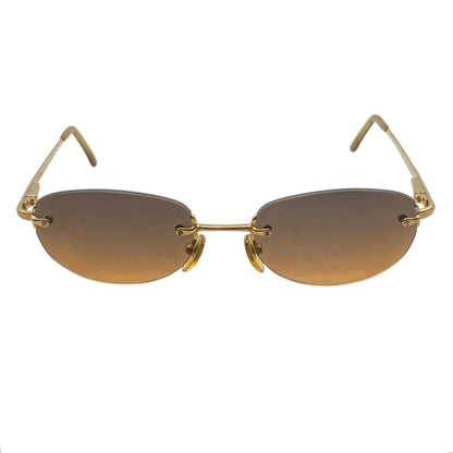 Bvlgari Rimless Oval Sunglasses Gold Frame Brown Gradient Eyewear — view 3