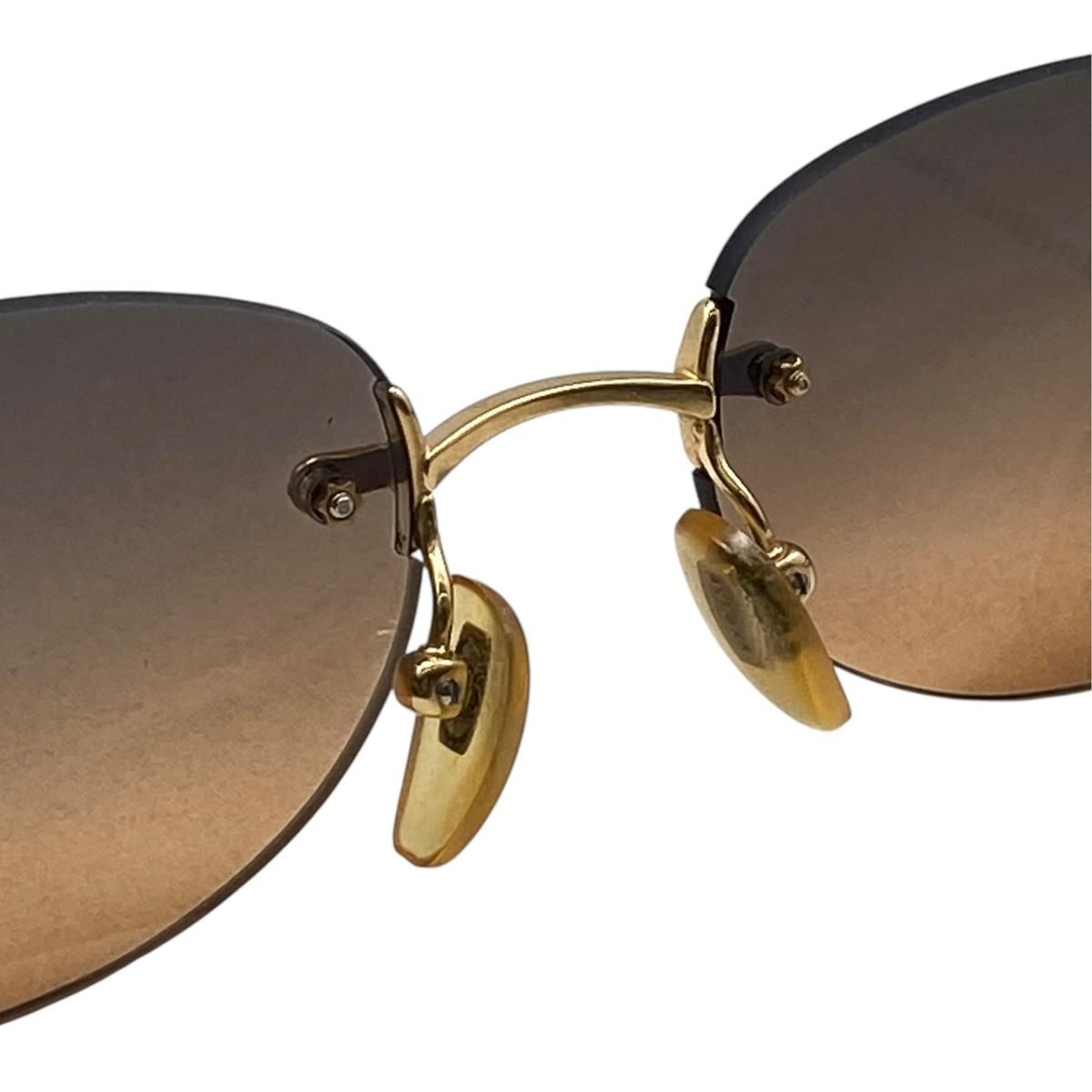 Bvlgari Rimless Oval Sunglasses Gold Frame Brown Gradient Eyewear — view 8