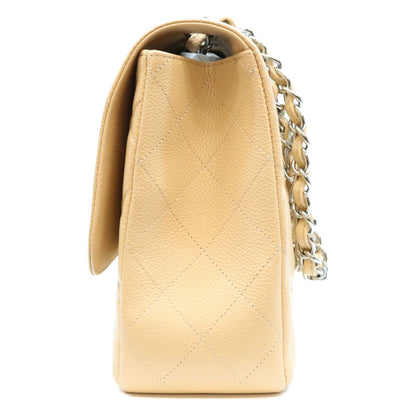 Chanel Beige Caviar Single Flap Silver Maxi Quilted 30 Shoulder Bag — view 2