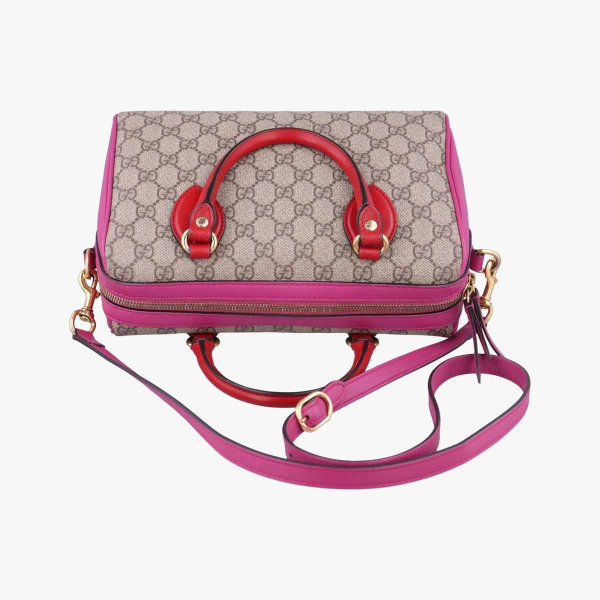 Gucci GG Supreme Beige Red Pink Leather — view 8