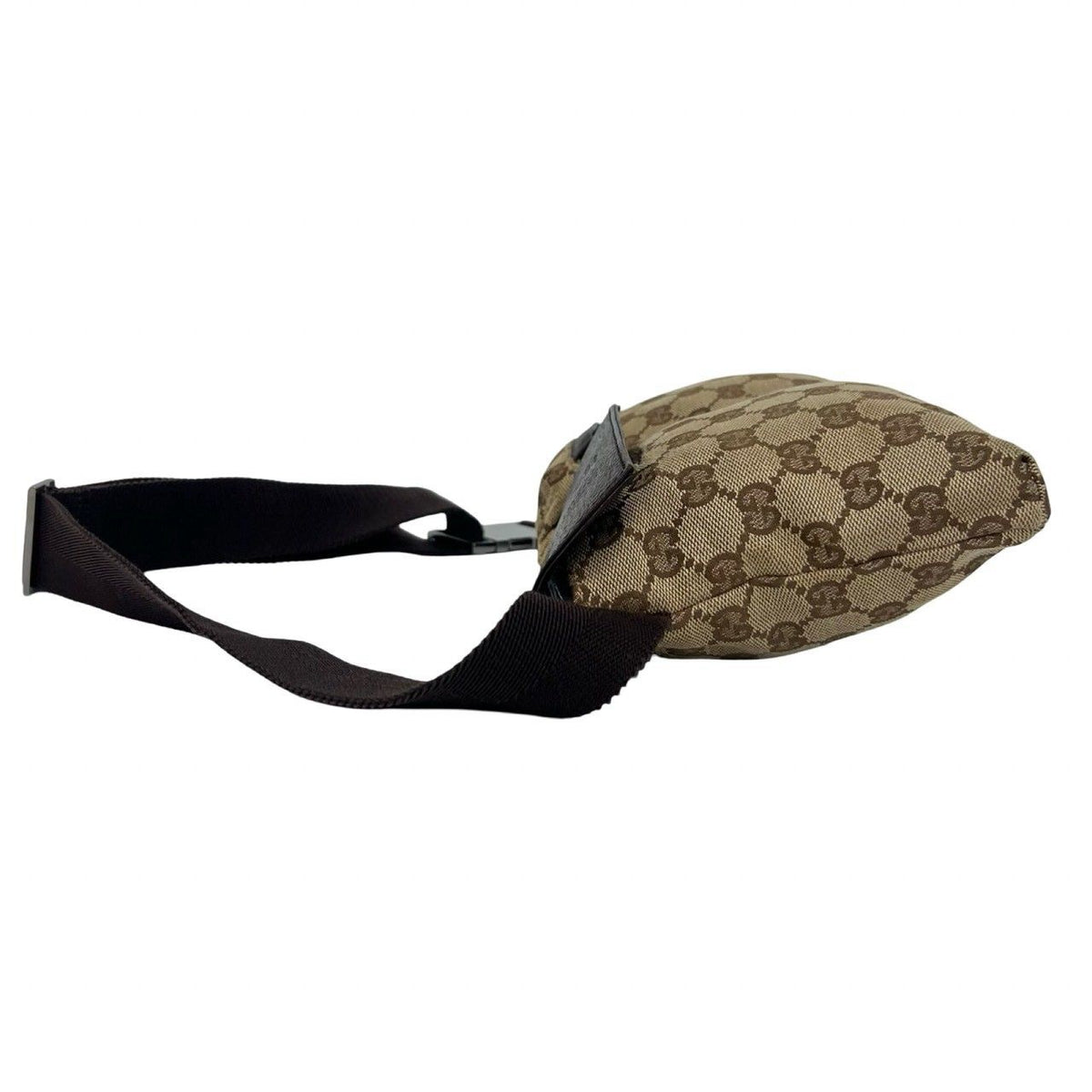 Gucci GG Pattern Logo Canvas Leather Belt Bag Waist Pouch Brown — view 5