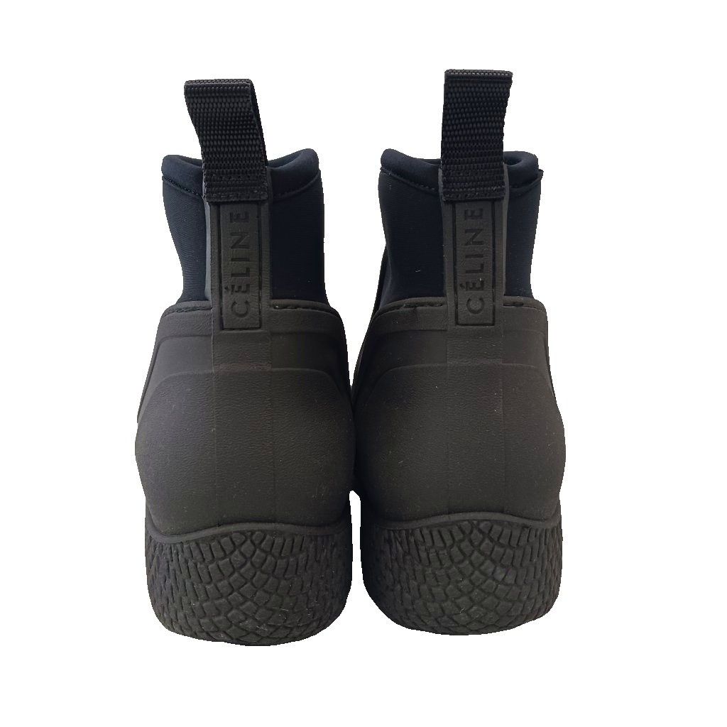 Celine Side Gore Rain Boots Shoes Short Black — view 3