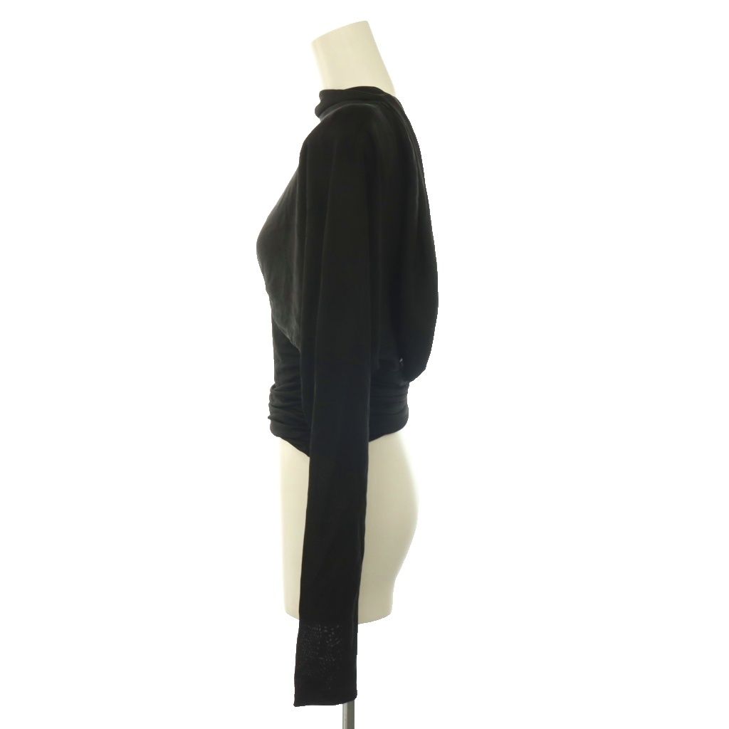 Saint Laurent Paris Cropped Top Long Sleeve Sheer Black M — view 3