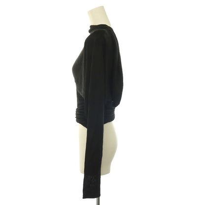 Saint Laurent Paris Cropped Top Long Sleeve Sheer Black M — view 3