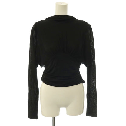 Saint Laurent Paris Cropped Top Long Sleeve Sheer Black M