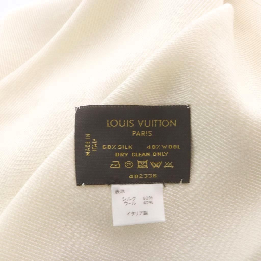 Louis Vuitton Logomania Scarf Silk Wool All Over Print Ivory — view 5