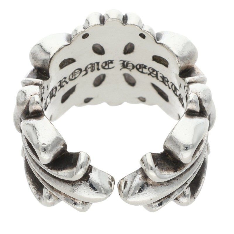 Chrome Hearts Double Floral Cross Silver Ring — view 2