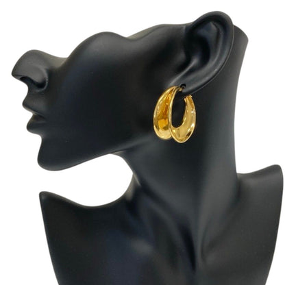 Celine Phoebe Philo Era Circle Hoop Earrings Gold Colored — view 8