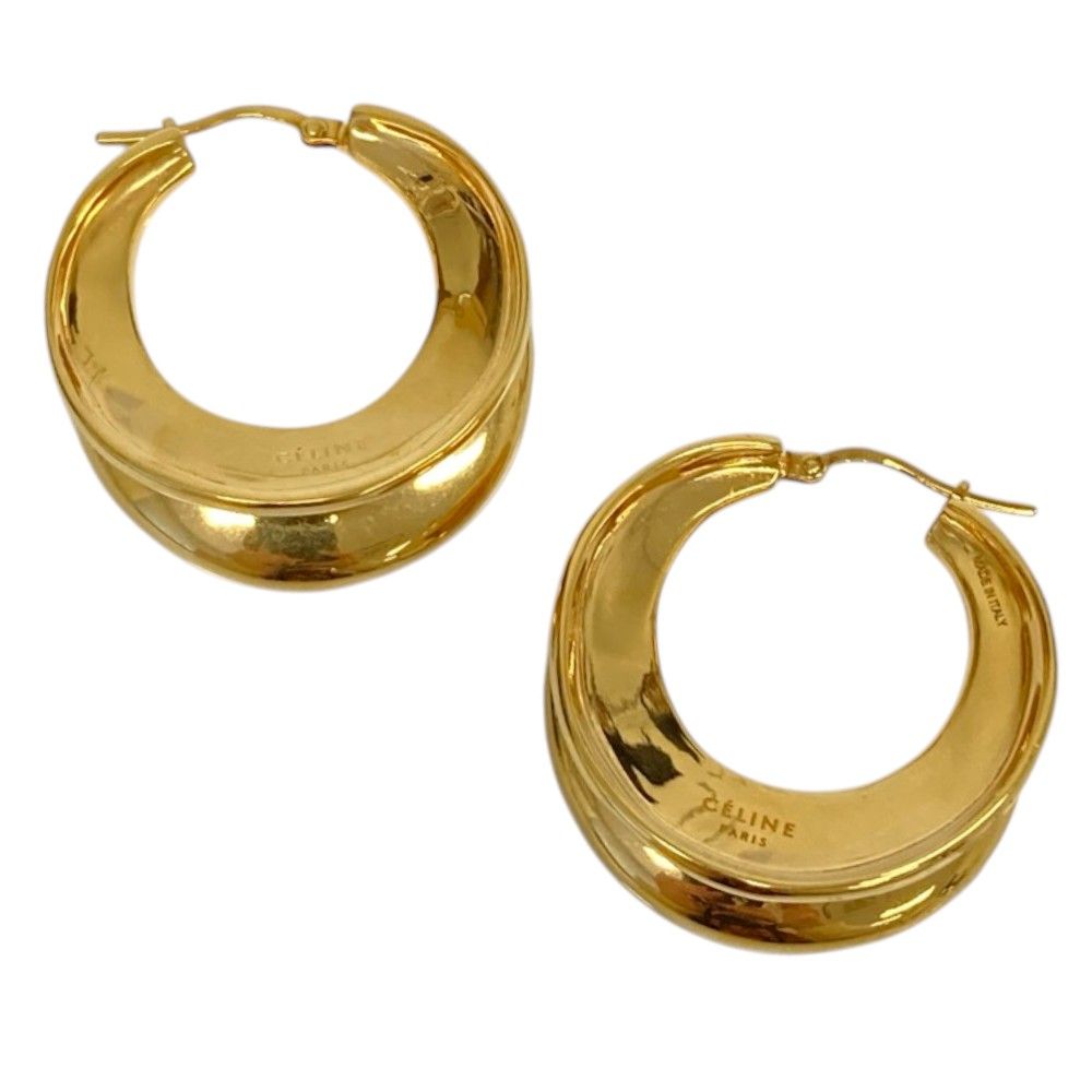 Celine Phoebe Philo Era Circle Hoop Earrings Gold Colored — view 2