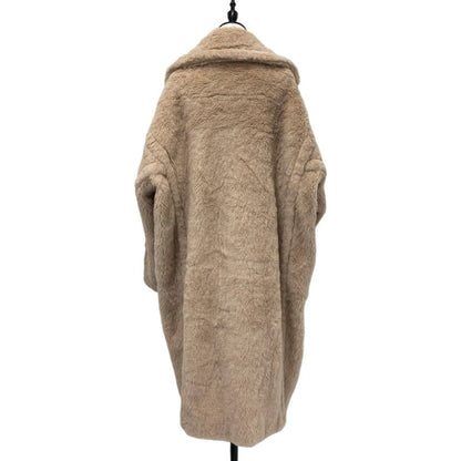 Max Mara Tedgirl Double Breasted Fleece Teddy Bear Icon Coat Beige Autumn L — view 3