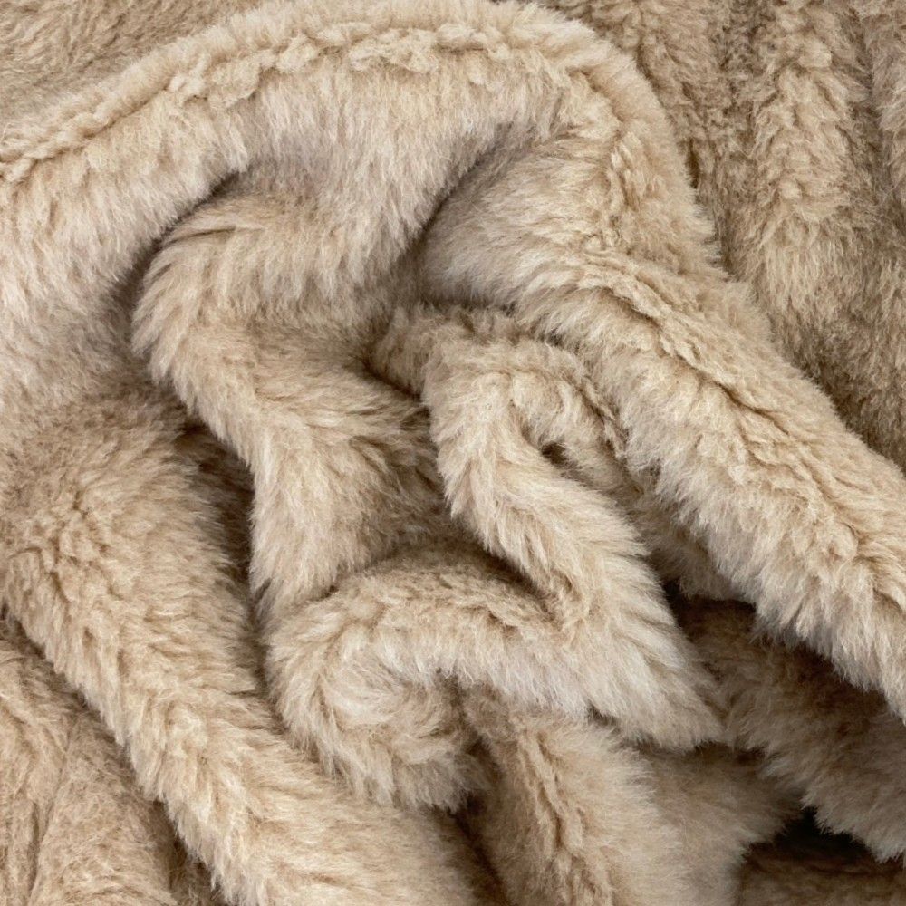 Max Mara Tedgirl Double Breasted Fleece Teddy Bear Icon Coat Beige Autumn L — view 7