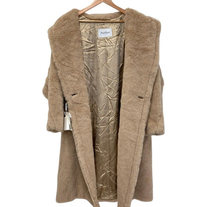 Max Mara Tedgirl Double Breasted Fleece Teddy Bear Icon Coat Beige Autumn L — view 4