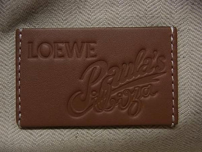 Loewe Pouch Paula's Ibiza Drawstring Navy Brown Canvas Mermaid Pattern — view 4