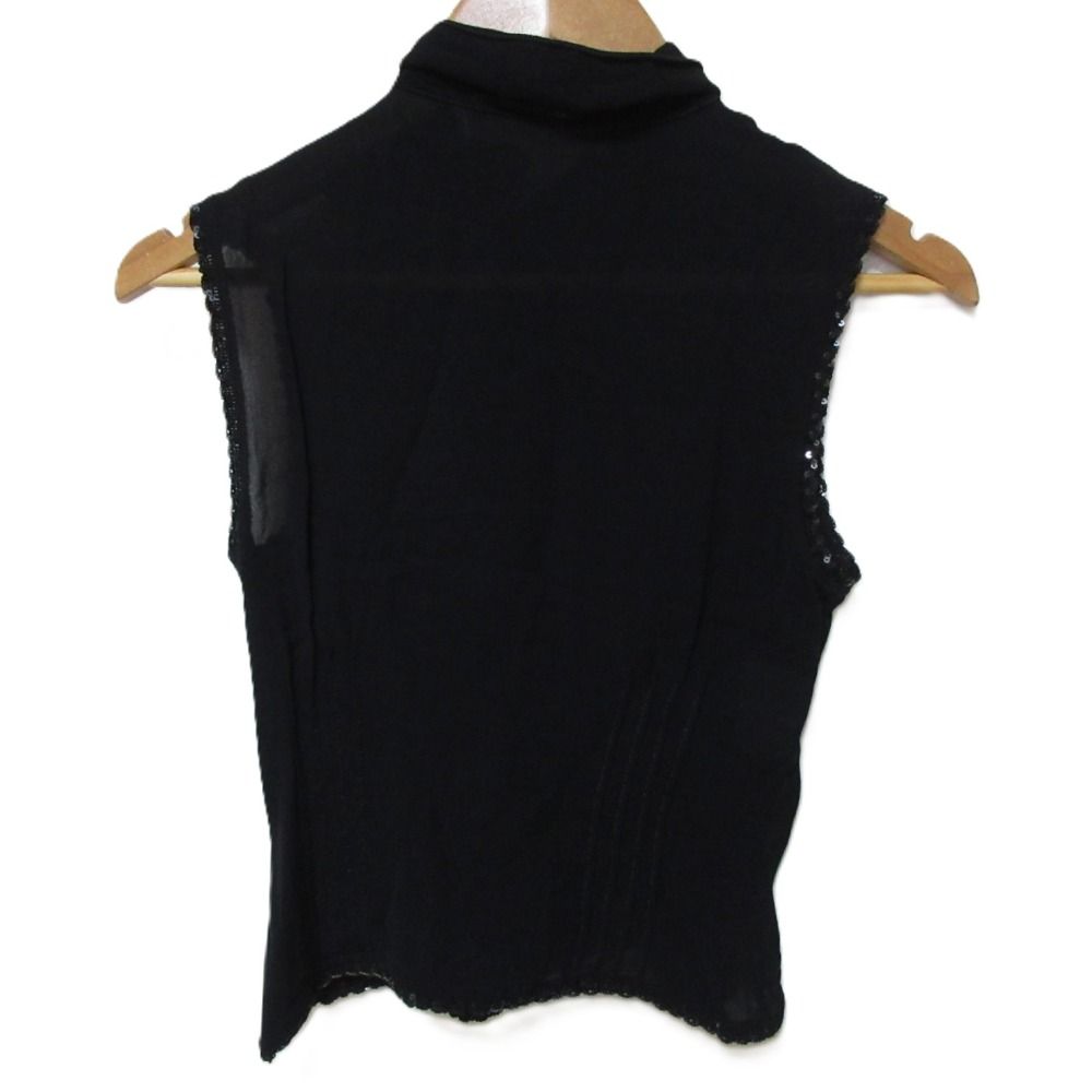 Miu Miu Vintage Sequined Hem Sleeveless Sheer Top Black Spring Summer 40 — view 2