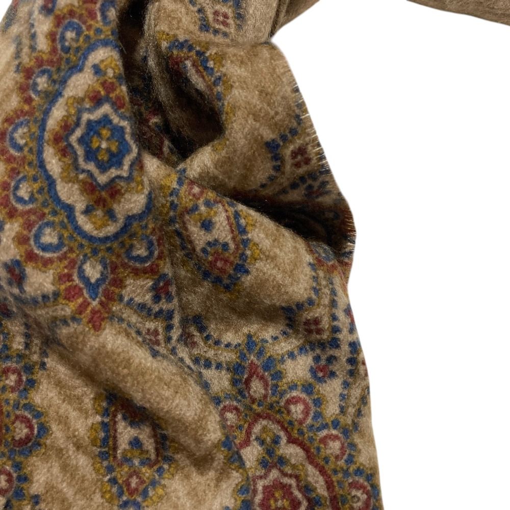 Loro Piana Ing Cashmere 100% All Over Print Fringe Scarf Beige Multicolor — view 5