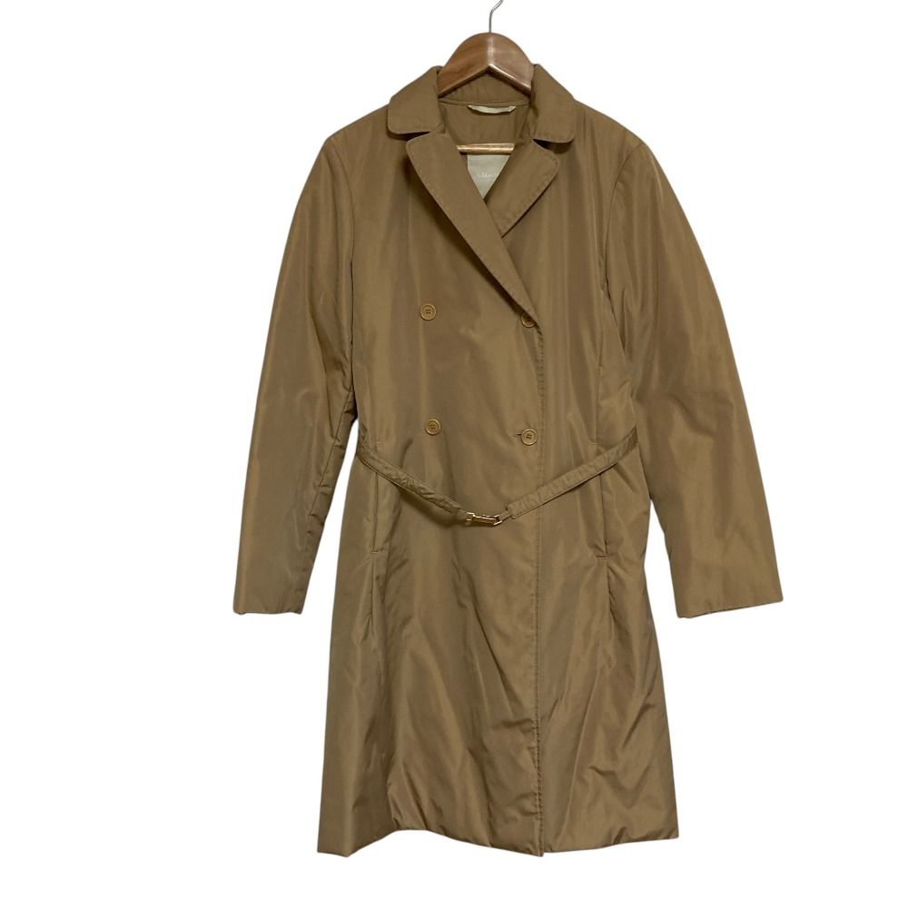 S Max Mara Silk Blend Nylon Padded Coat Beige Fall Winter 38